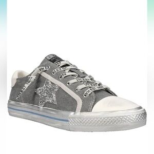 VINTAGE HAVANA Womens Alive Metallic Glitter Lace Up Sneakers Shoes Casual